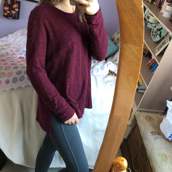 AE Red Floral Burnout Long Sleeve - Picture 3 of 7